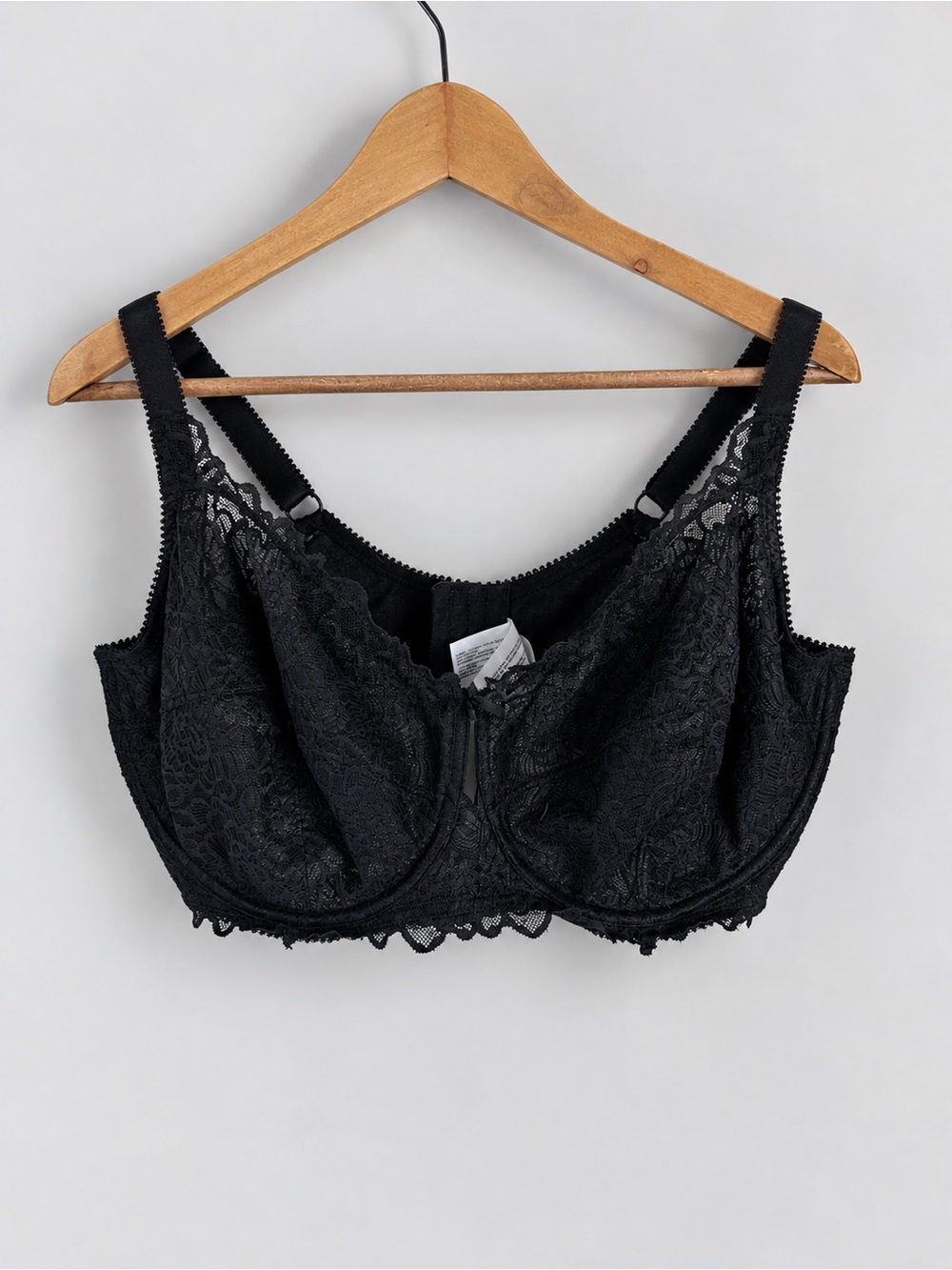 Penningtons Deesse Black Lace Full Coverage Unlined Underwire Bra Size 42H